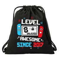 Level 8 Unlocked Awesome Since 2017 8th Birthday Drawstring Bag