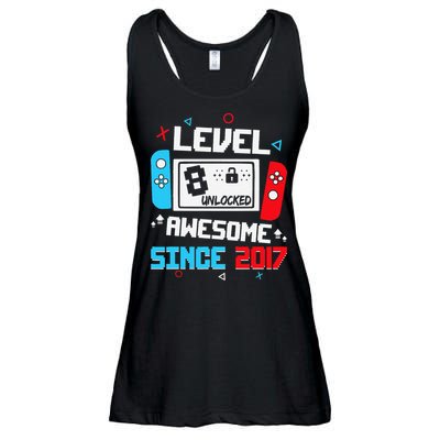 Level 8 Unlocked Awesome Since 2017 8th Birthday Ladies Essential Flowy Tank