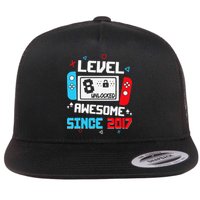 Level 8 Unlocked Awesome Since 2017 8th Birthday Flat Bill Trucker Hat