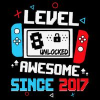 Level 8 Unlocked Awesome Since 2017 8th Birthday 16 in Basic Backpack