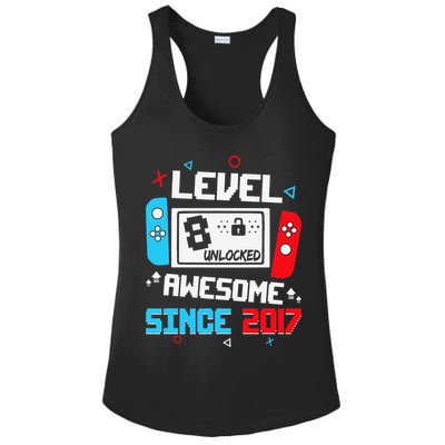 Level 8 Unlocked Awesome Since 2017 8th Birthday Ladies PosiCharge Competitor Racerback Tank