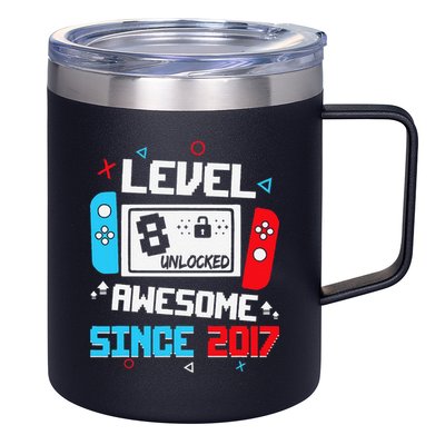 Level 8 Unlocked Awesome Since 2017 8th Birthday 12oz Stainless Steel Coffee Mug