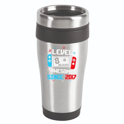 Level 8 Unlocked Awesome Since 2017 8th Birthday 16oz Travel Tumbler