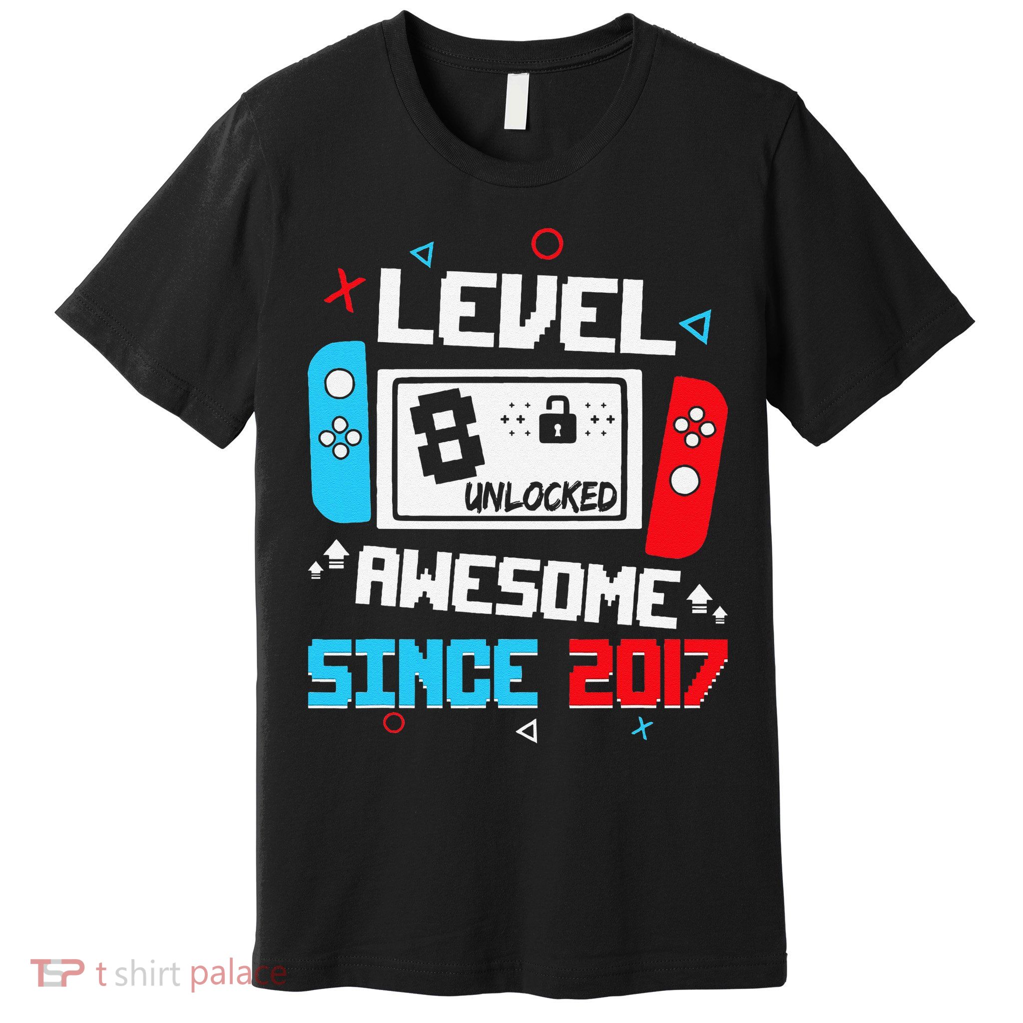 Level 8 Unlocked Awesome Since 2017 8th Birthday Premium T-Shirt