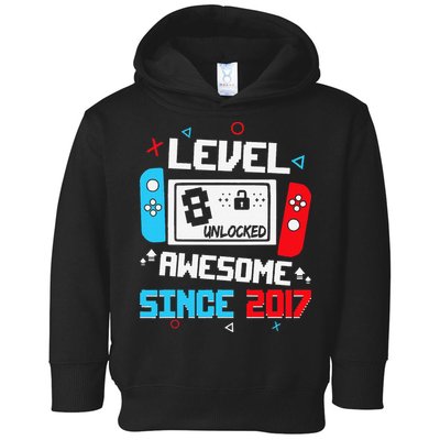Level 8 Unlocked Awesome Since 2017 8th Birthday Toddler Hoodie