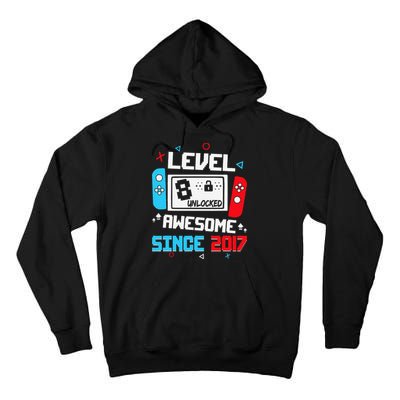 Level 8 Unlocked Awesome Since 2017 8th Birthday Tall Hoodie