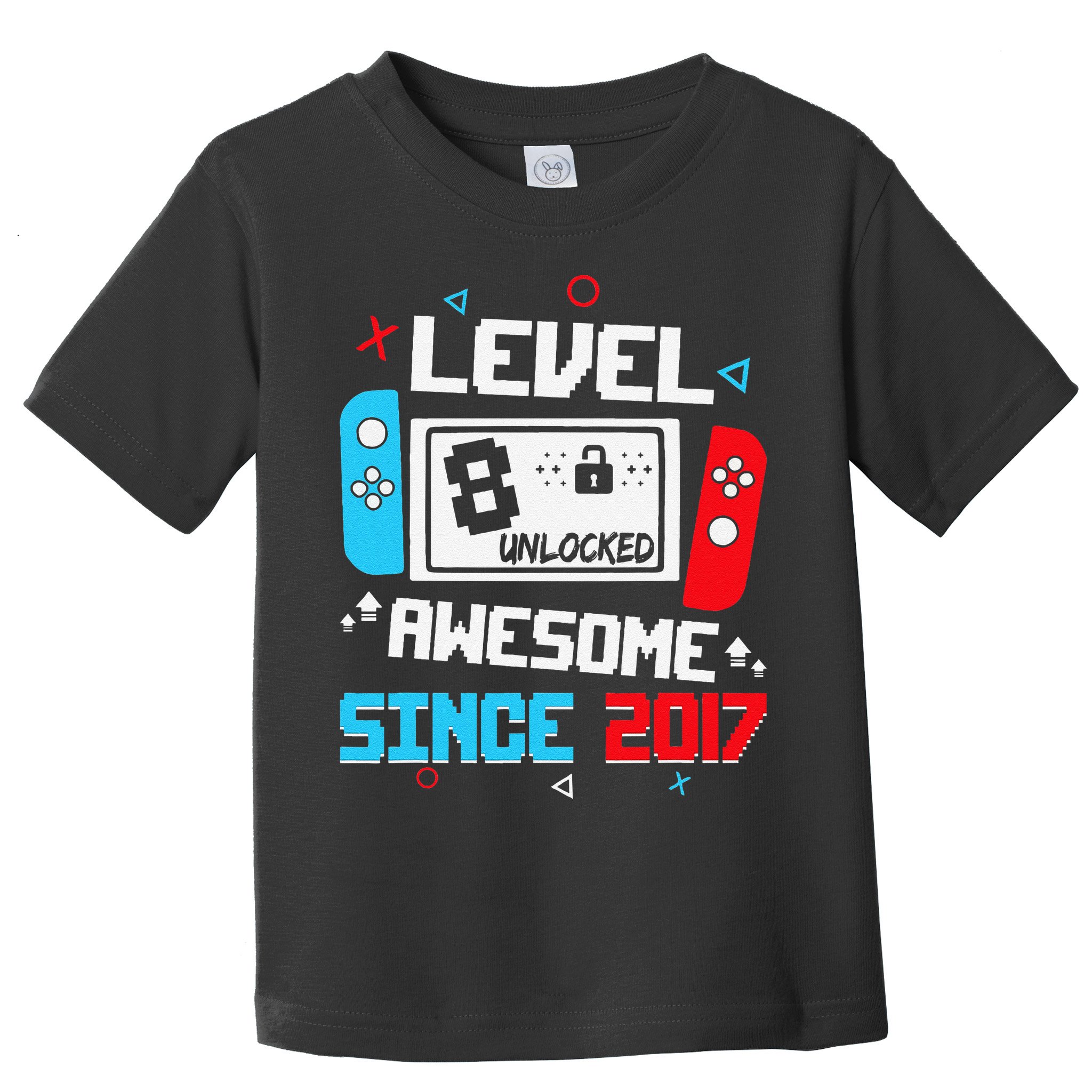 Level 8 Unlocked Awesome Since 2017 8th Birthday Toddler T-Shirt