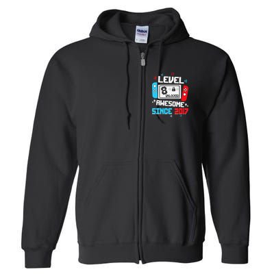 Level 8 Unlocked Awesome Since 2017 8th Birthday Full Zip Hoodie