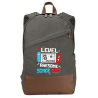 Level 8 Unlocked Awesome Since 2017 8th Birthday Cotton Canvas Backpack