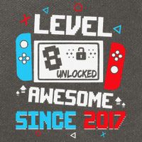 Level 8 Unlocked Awesome Since 2017 8th Birthday Cotton Canvas Backpack