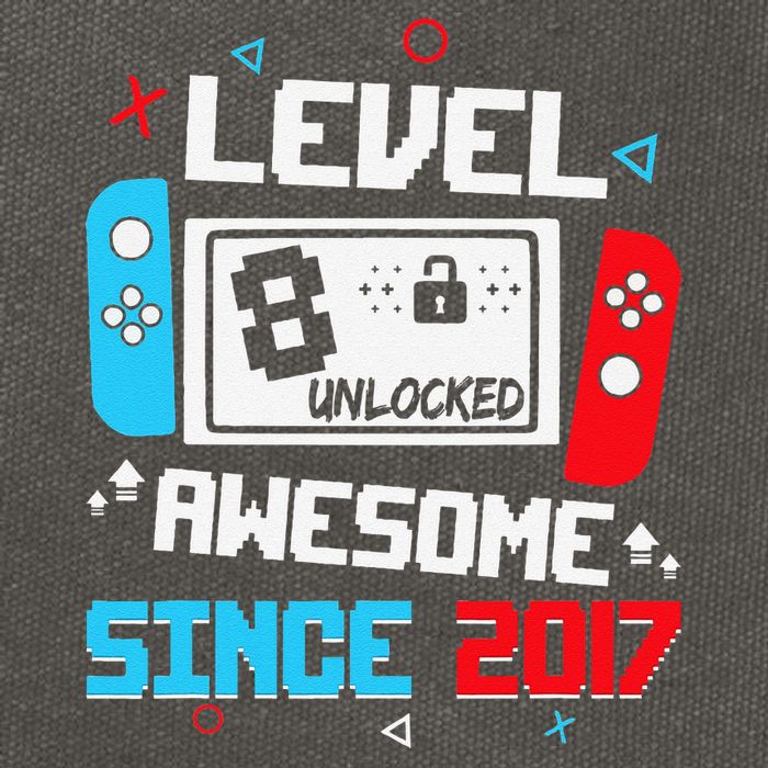 Level 8 Unlocked Awesome Since 2017 8th Birthday Cotton Canvas Backpack