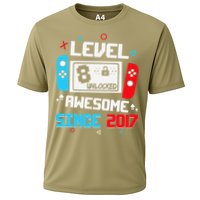 Level 8 Unlocked Awesome Since 2017 8th Birthday Cooling Performance Crew T-Shirt