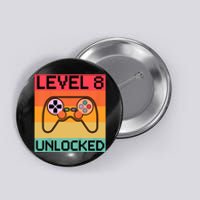 Level 8 Unlocked Video Gamer 8th Birthday Gaming Gift Button