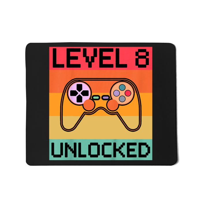 Level 8 Unlocked Video Gamer 8th Birthday Gaming Gift Mousepad