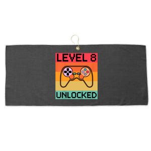 Level 8 Unlocked Video Gamer 8th Birthday Gaming Gift Large Microfiber Waffle Golf Towel