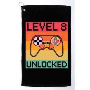 Level 8 Unlocked Video Gamer 8th Birthday Gaming Gift Platinum Collection Golf Towel