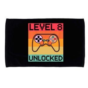 Level 8 Unlocked Video Gamer 8th Birthday Gaming Gift Microfiber Hand Towel