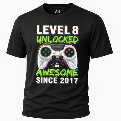 Level 8 Unlocked Awesome Since 2017 8th Birthday Gaming Performance Shirt