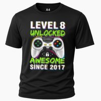 Level 8 Unlocked Awesome Since 2017 8th Birthday Gaming Cooling Performance Crew T-Shirt