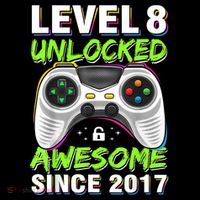 Level 8 Unlocked Awesome Since 2017 8th Birthday Gaming Impact Tech Backpack