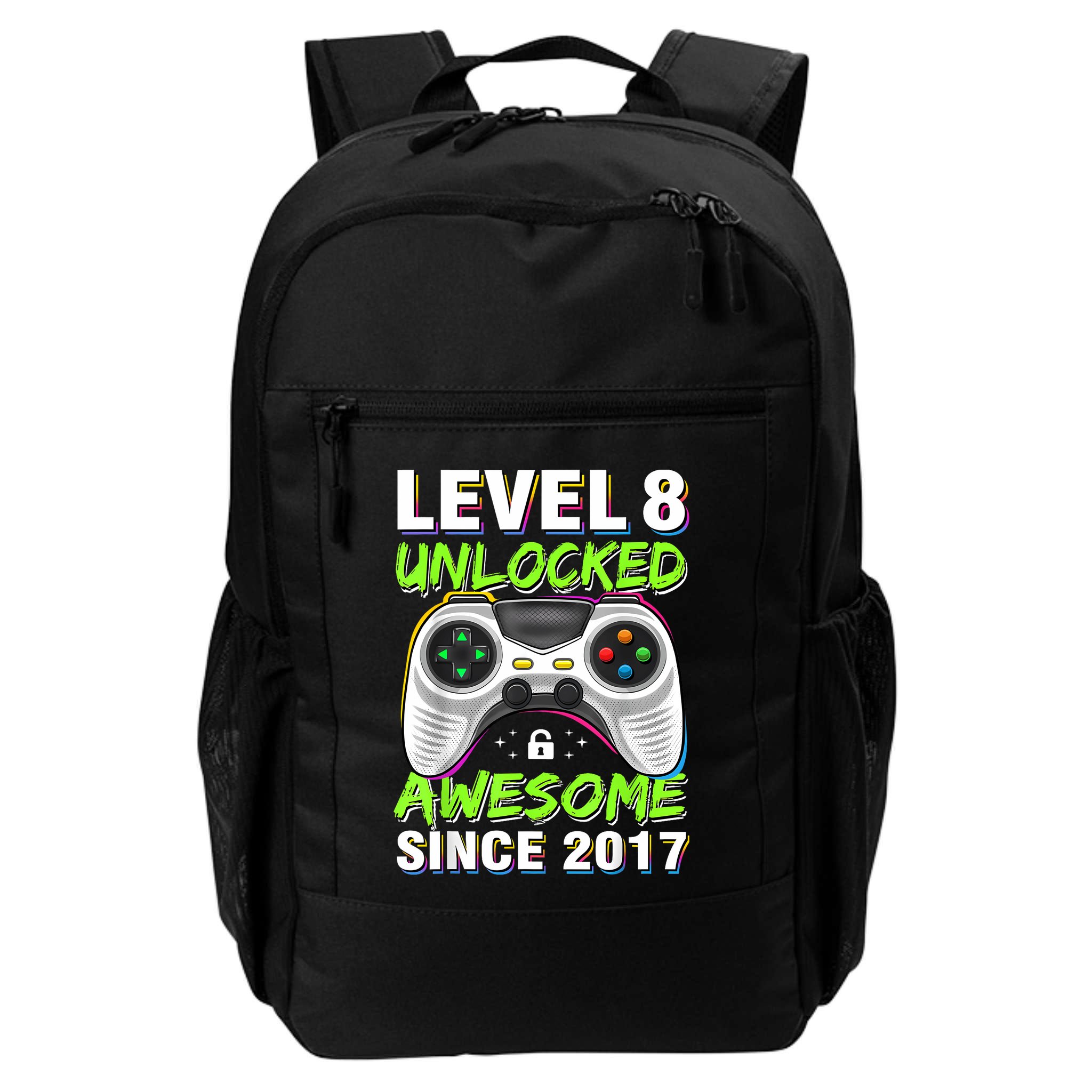 Level 8 Unlocked Awesome Since 2017 8th Birthday Gaming Backpack