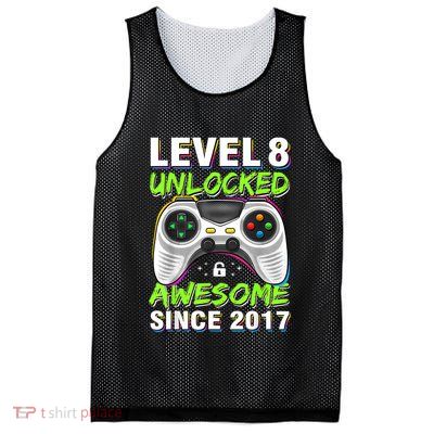 Level 8 Unlocked Awesome Since 2017 8th Birthday Gaming Mesh Reversible Basketball Jersey Tank
