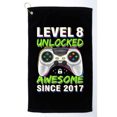 Level 8 Unlocked Awesome Since 2017 8th Birthday Gaming Golf Towel