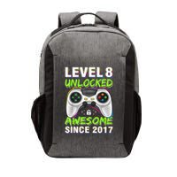 Level 8 Unlocked Awesome Since 2017 8th Birthday Gaming Vector Backpack