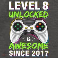 Level 8 Unlocked Awesome Since 2017 8th Birthday Gaming Vector Backpack