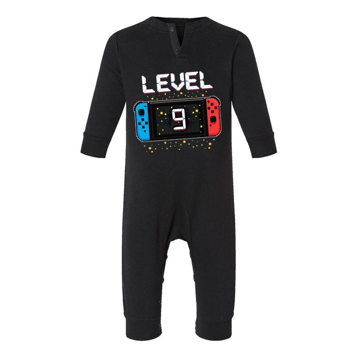 Level 9 Birthday Gaming 9 Year Old Video Games Gift Infant Fleece One Piece