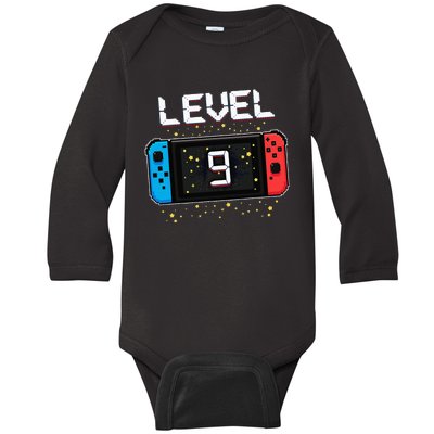 Level 9 Birthday Gaming 9 Year Old Video Games Gift Baby Long Sleeve Bodysuit