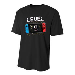 Level 9 Birthday Gaming 9 Year Old Video Games Gift Youth Performance Sprint T-Shirt