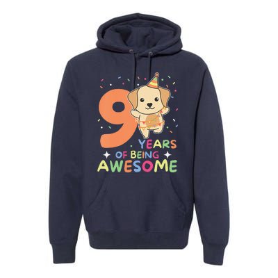 Labrador 9th Birthday For Children Nine Years Old Premium Hoodie