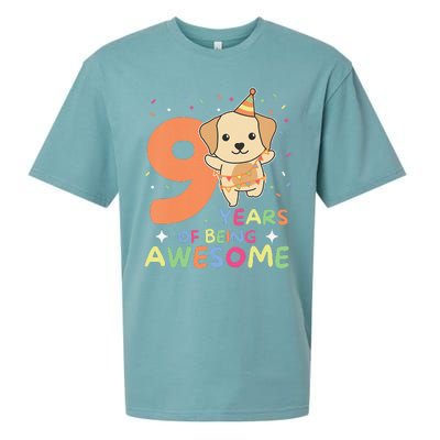 Labrador 9th Birthday For Children Nine Years Old Sueded Cloud Jersey T-Shirt