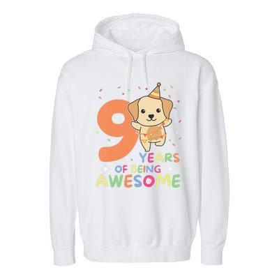 Labrador 9th Birthday For Children Nine Years Old Garment-Dyed Fleece Hoodie