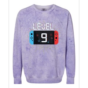 Level 9 Birthday Boy 9 Year Old Video Games Gaming Gift Colorblast Crewneck Sweatshirt