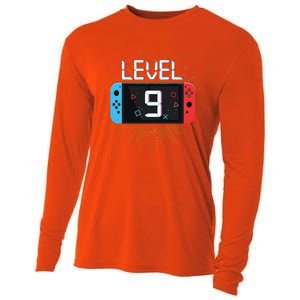 Level 9 Birthday Boy 9 Year Old Video Games Gaming Gift Cooling Performance Long Sleeve Crew