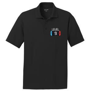 Level 9 Birthday Boy 9 Year Old Video Games Gaming Gift PosiCharge RacerMesh Polo