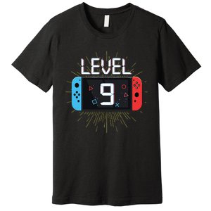 Level 9 Birthday Boy 9 Year Old Video Games Gaming Gift Premium T-Shirt