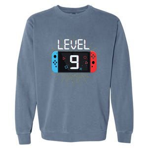 Level 9 Birthday Boy 9 Year Old Video Games Gaming Gift Garment-Dyed Sweatshirt