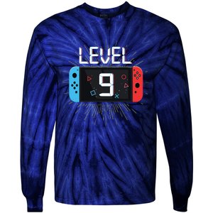 Level 9 Birthday Boy 9 Year Old Video Games Gaming Gift Tie-Dye Long Sleeve Shirt