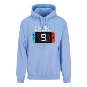 Level 9 Birthday Boy 9 Year Old Video Games Gaming Gift Unisex Surf Hoodie