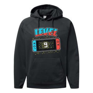 Level 9 Birthday 9 Years Old Video Games Gift Performance Fleece Hoodie