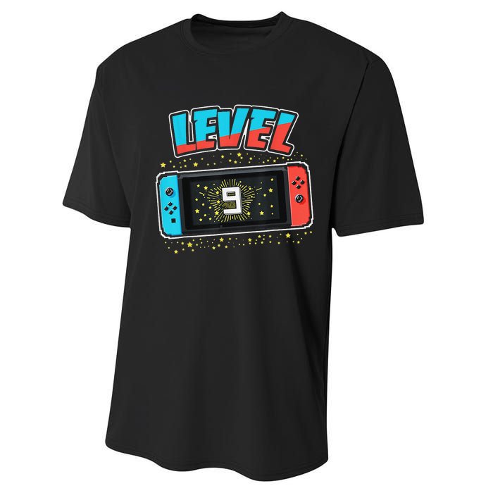 Level 9 Birthday 9 Years Old Video Games Gift Performance Sprint T-Shirt