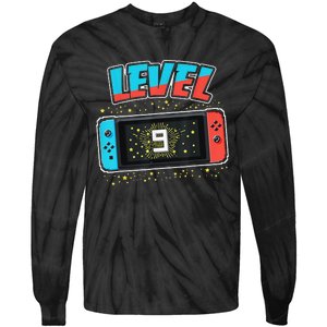 Level 9 Birthday 9 Years Old Video Games Gift Tie-Dye Long Sleeve Shirt