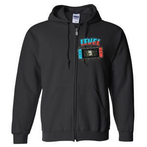 Level 9 Birthday 9 Years Old Video Games Gift Full Zip Hoodie