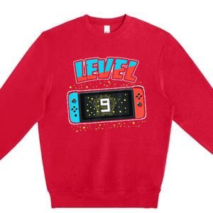 Level 9 Birthday 9 Years Old Video Games Gift Premium Crewneck Sweatshirt