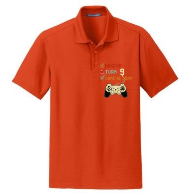 Level 9 Birthday 9 Year Old Video Gamer Gaming Gifts Dry Zone Grid Polo