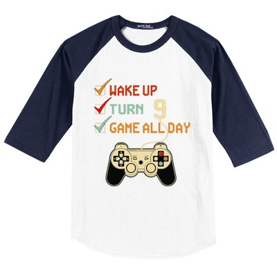 Level 9 Birthday 9 Year Old Video Gamer Gaming Gifts Baseball Sleeve Shirt