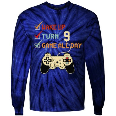 Level 9 Birthday 9 Year Old Video Gamer Gaming Gifts Tie-Dye Long Sleeve Shirt